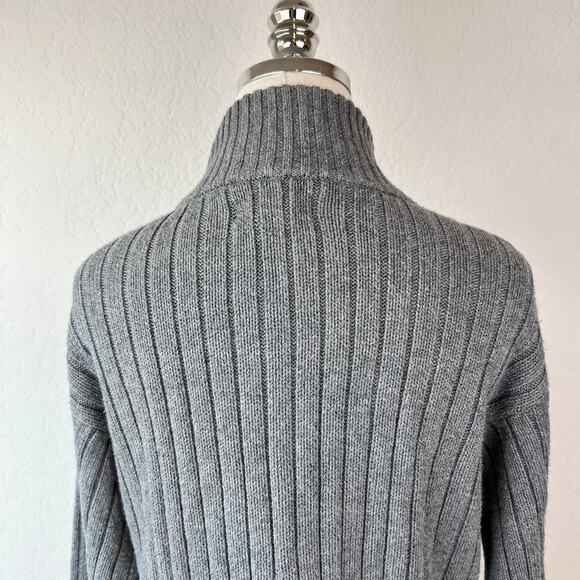 Mens Y2K Aeropastle Ribbed Knit Zip Up Sweater size Medium Mock Neck Gray grunge - Picture 5 of 8